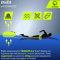 Bojka asekuracyjna do pływania z suchą kieszenią 2w1 TSUNAMI żółta