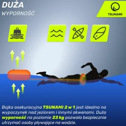 Bojka asekuracyjna do pływania dmuchana TSUNAMI pomarańczowa