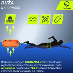 Bojka asekuracyjna do pływania dmuchana 3w1 TSUNAMI