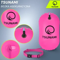 Bojka asekuracyjna do pływania dmuchana TSUNAMI różowa
