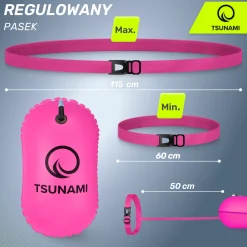 Bojka asekuracyjna do pływania dmuchana TSUNAMI różowa