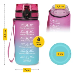 Butelka motywacyjna na wodę 0,5 L różowa