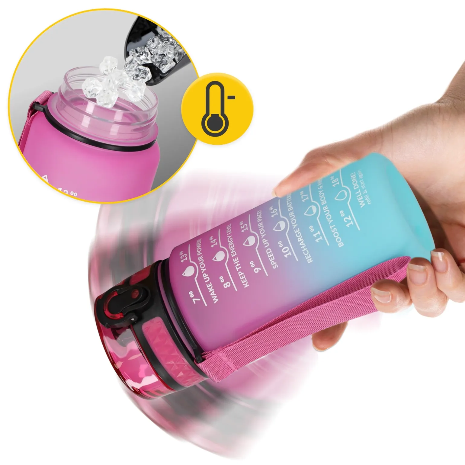 Butelka motywacyjna na wodę 0,5 L różowa