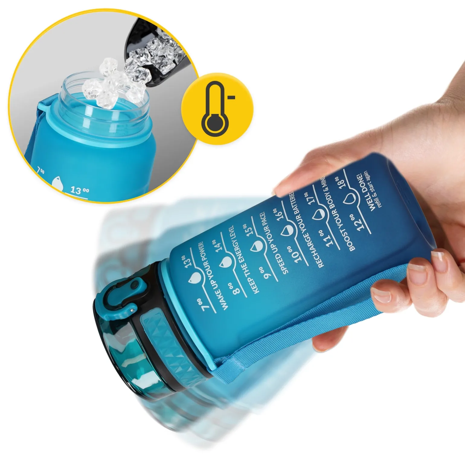 Butelka motywacyjna na wodę 0,5 L niebieska
