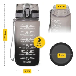 Butelka motywacyjna na wodę 0,5 L szara