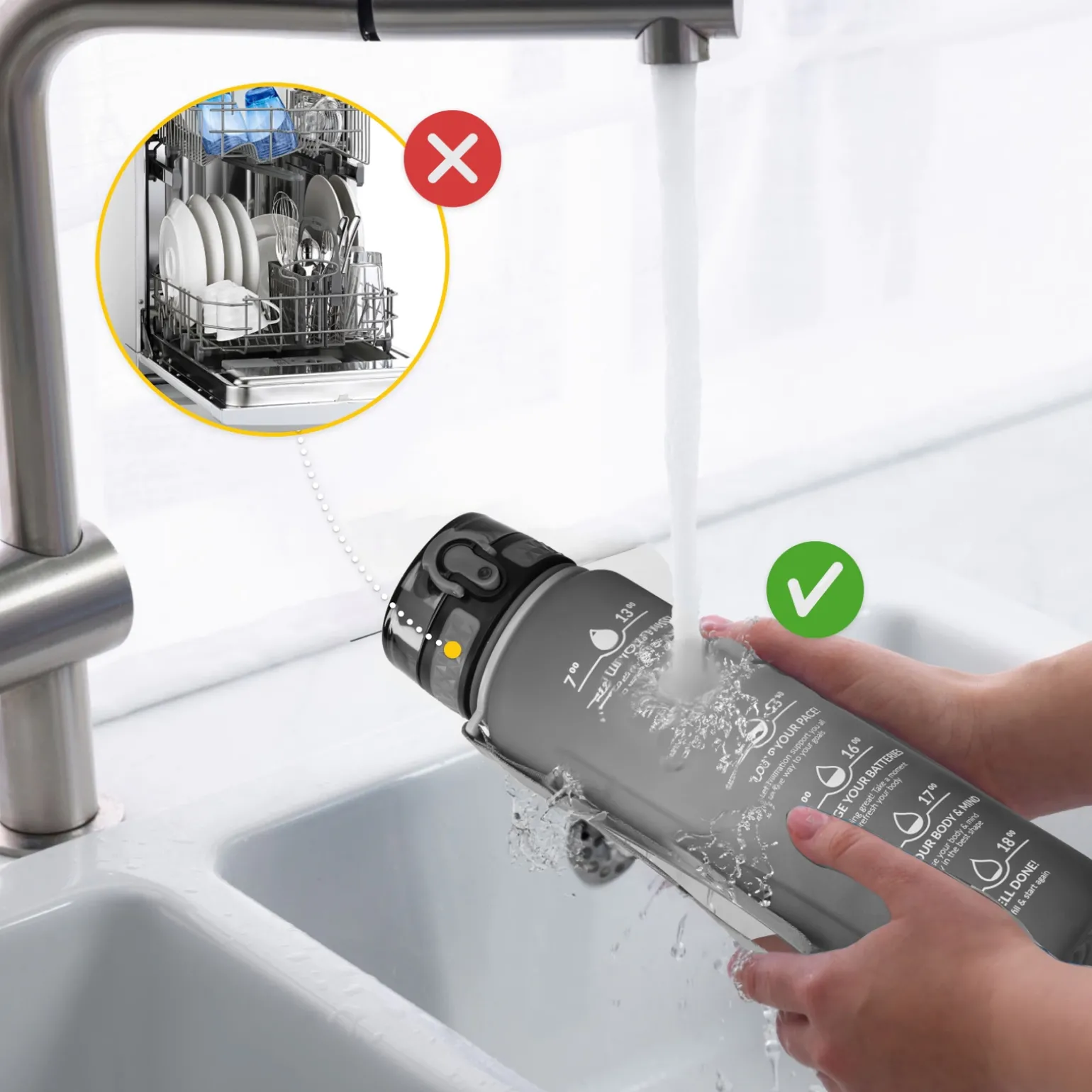 Butelka motywacyjna na wodę 1 L szara