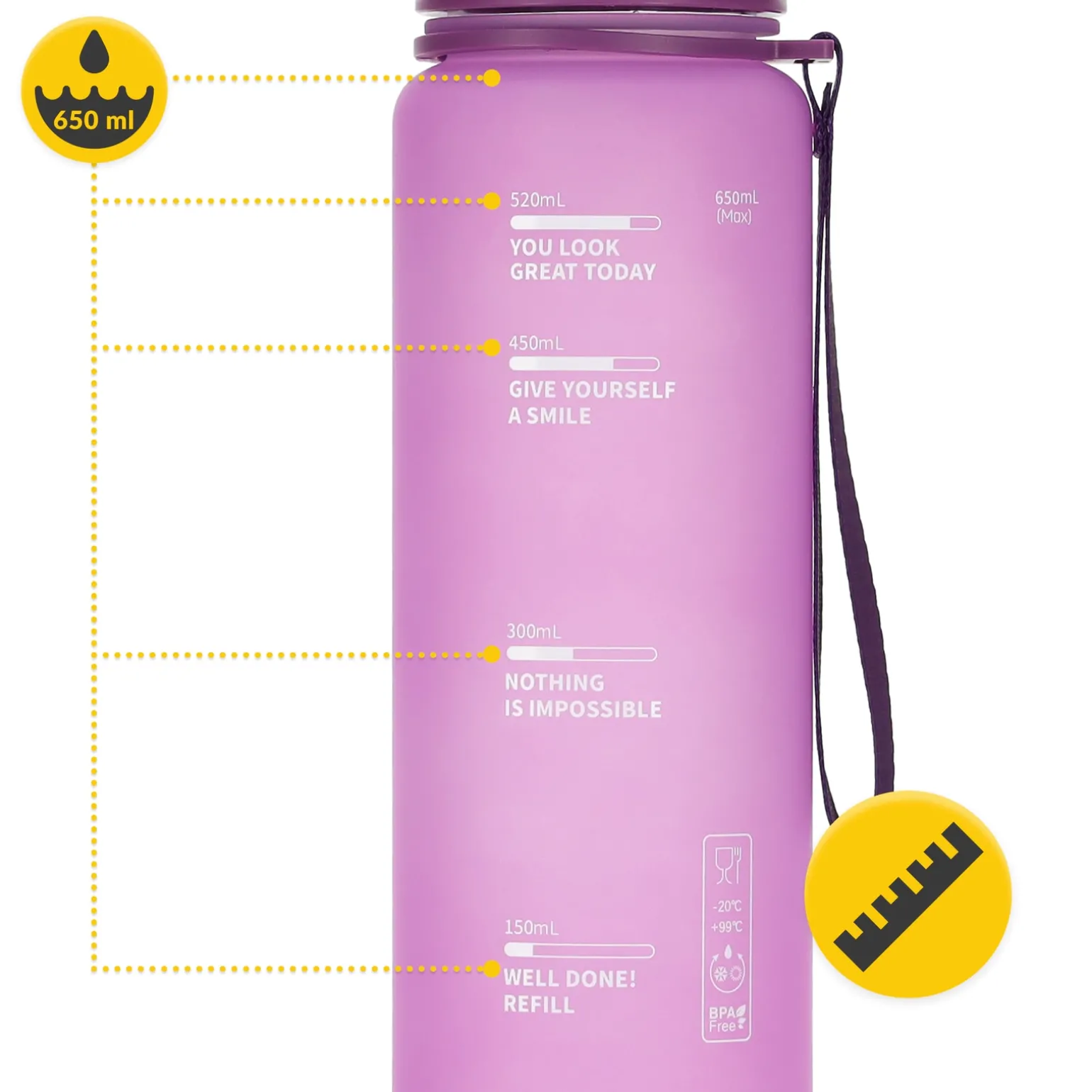 Butelka sportowa na wodę 650 ml różowa