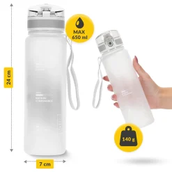 Butelka sportowa na wodę 650 ml szara