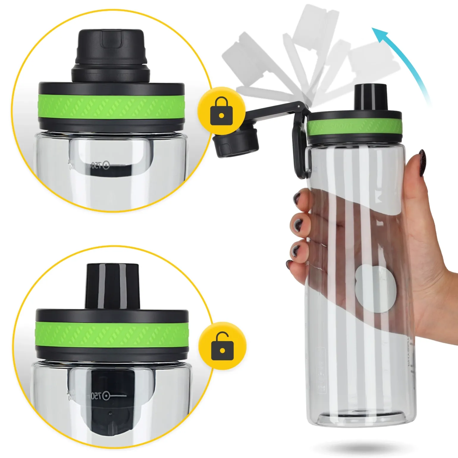 Butelka sportowa na wodę 850 ml zielona