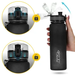 Butelka sportowa na wodę 650 ml czarna