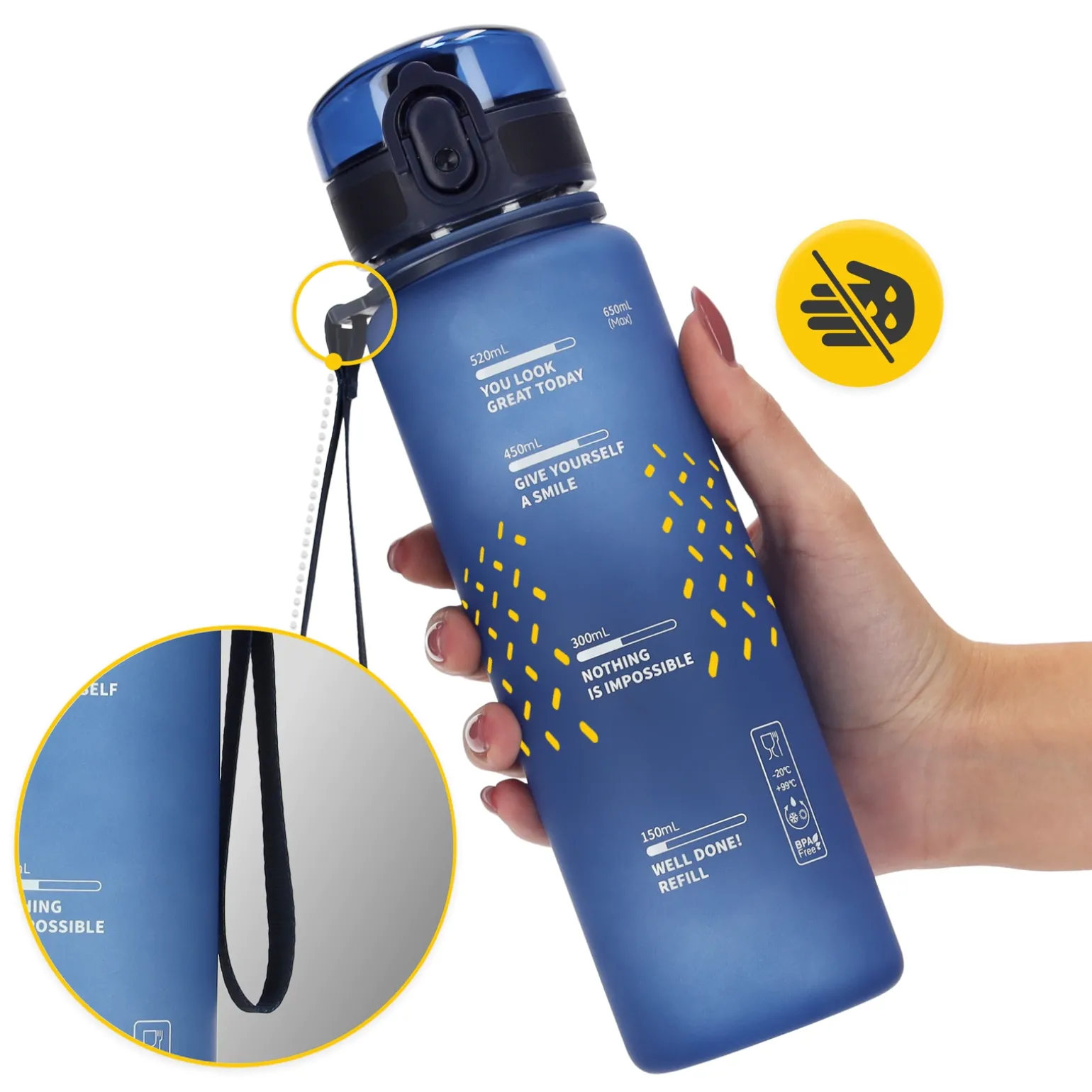Butelka sportowa na wodę 650 ml niebieska