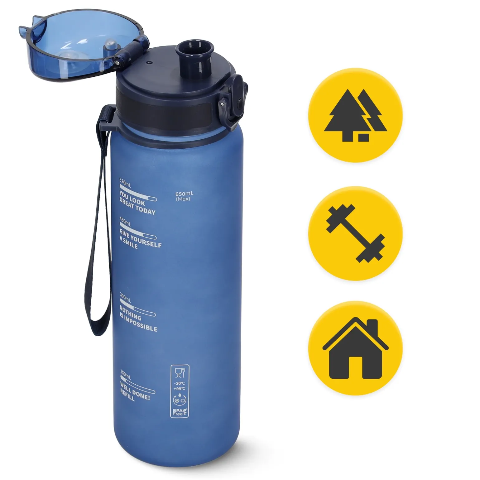 Butelka sportowa na wodę 650 ml niebieska
