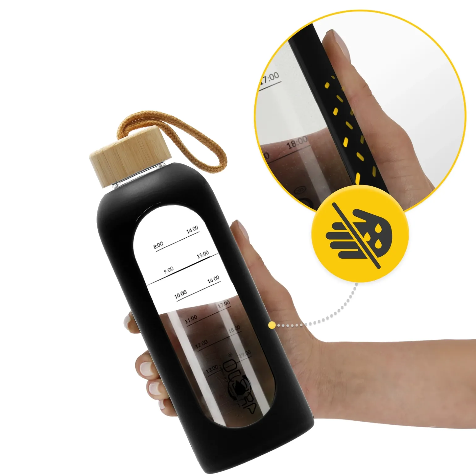 Butelka szklana na wodę 750 ml czarna