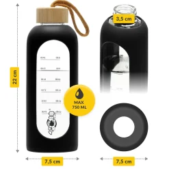 Butelka szklana na wodę 750 ml czarna