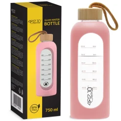 Butelka szklana na wodę 750 ml różowa