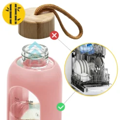 Butelka szklana na wodę 750 ml różowa