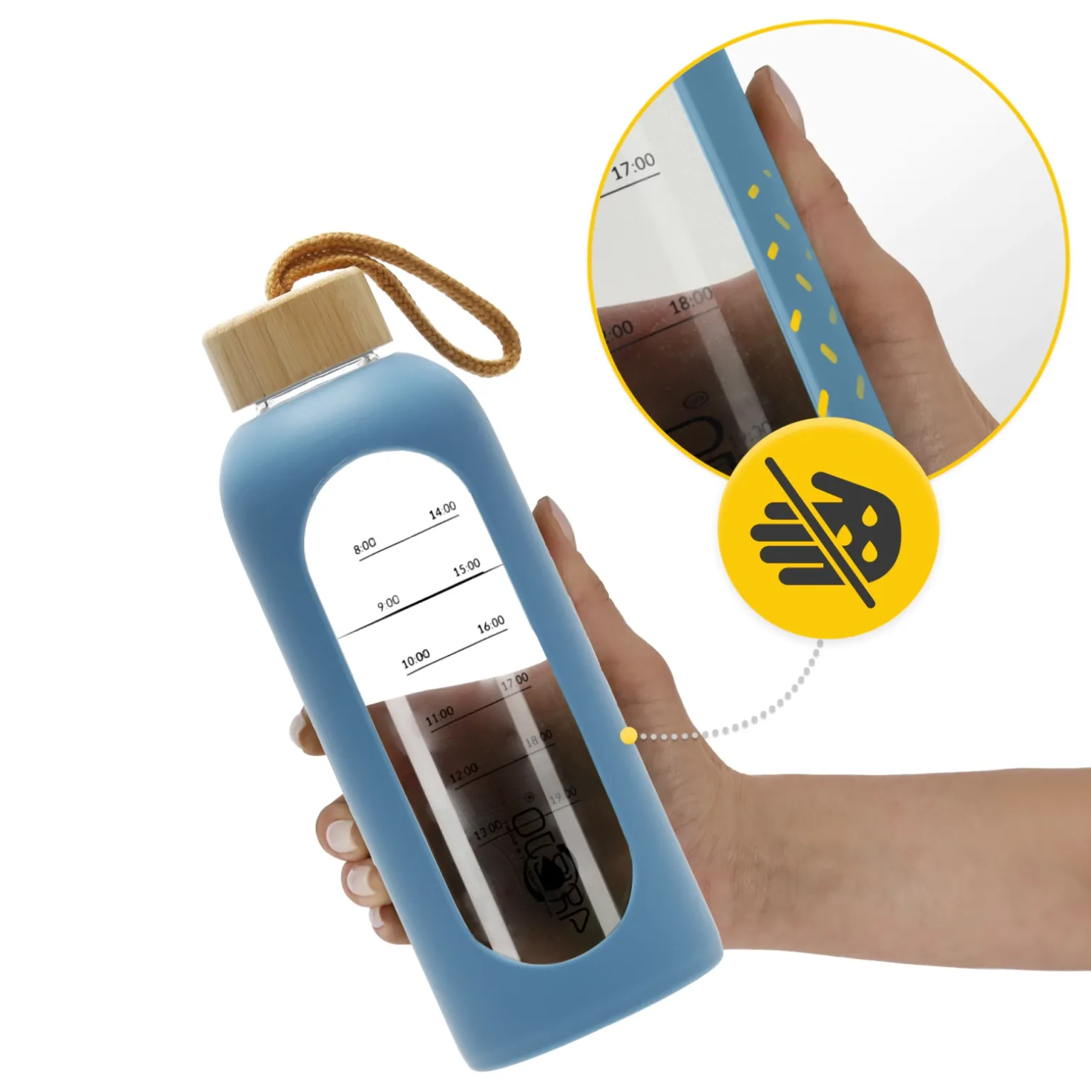 Butelka szklana na wodę 750 ml niebieska