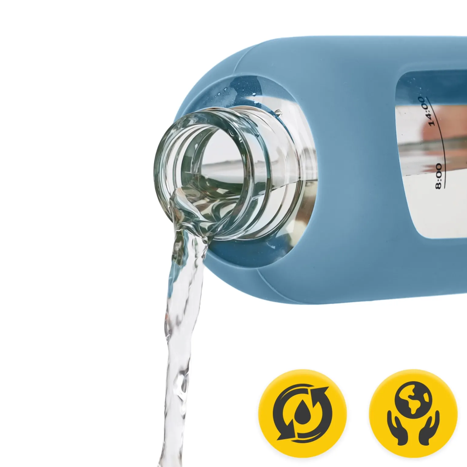 Butelka szklana na wodę 750 ml niebieska