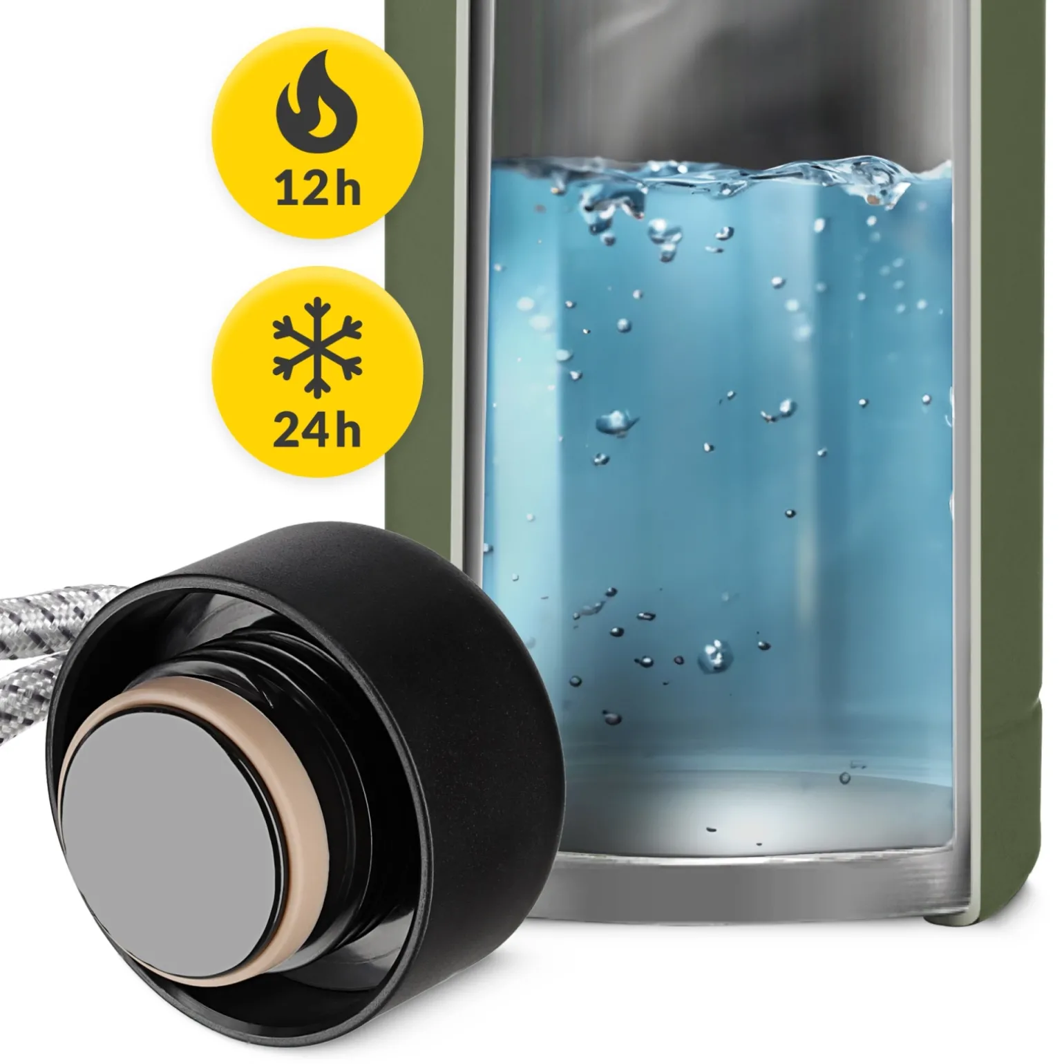 Butelka termiczna 540 ml z paskiem zielona