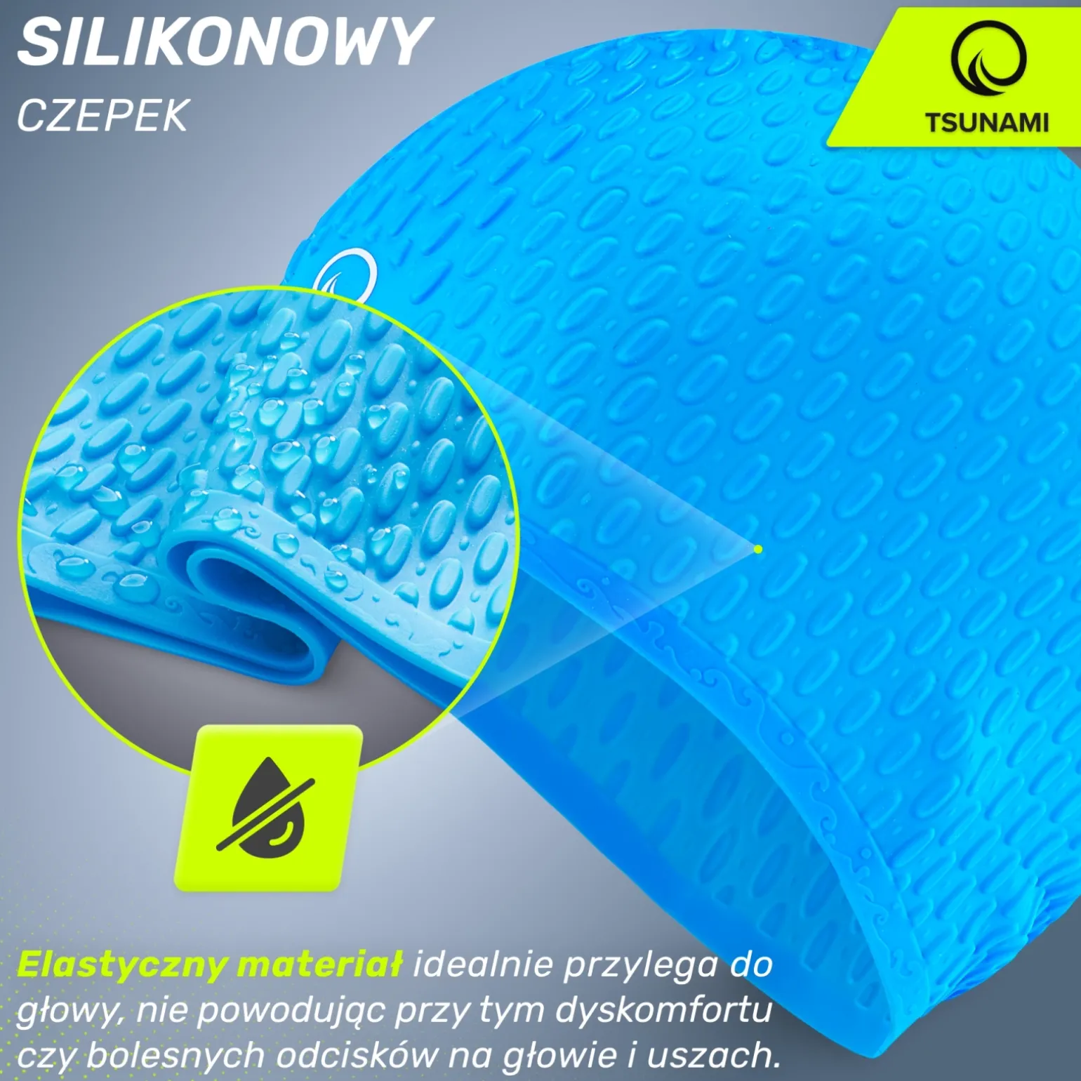 Czepek na basen damski TSUNAMI TEXTURE niebieski