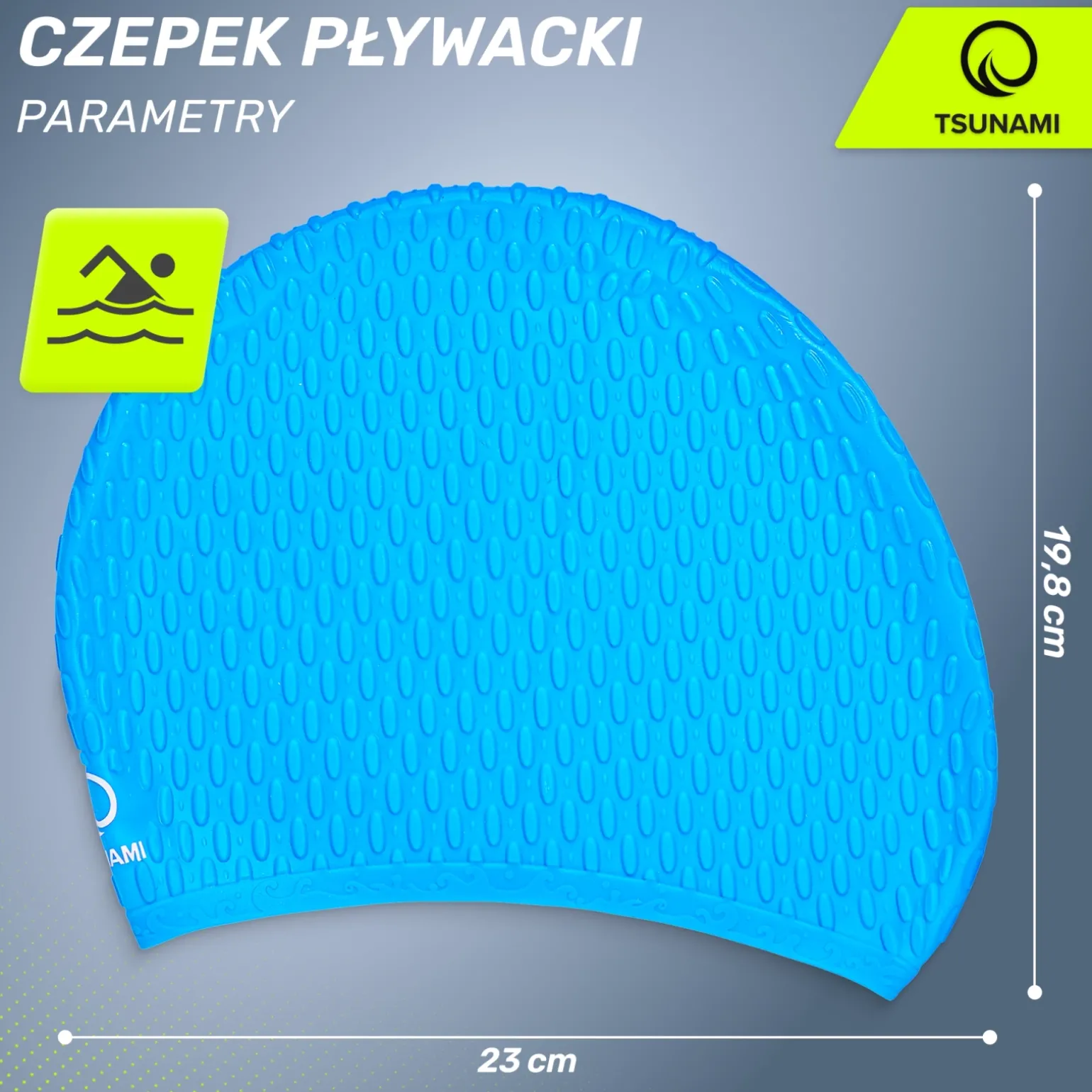 Czepek na basen damski TSUNAMI TEXTURE niebieski