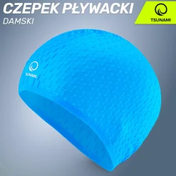 Czepek na basen damski TSUNAMI TEXTURE niebieski