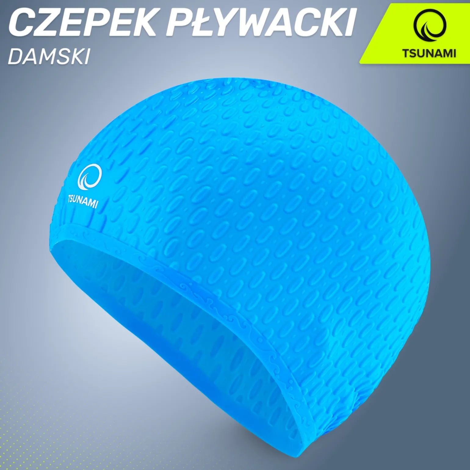 Czepek na basen damski TSUNAMI TEXTURE niebieski