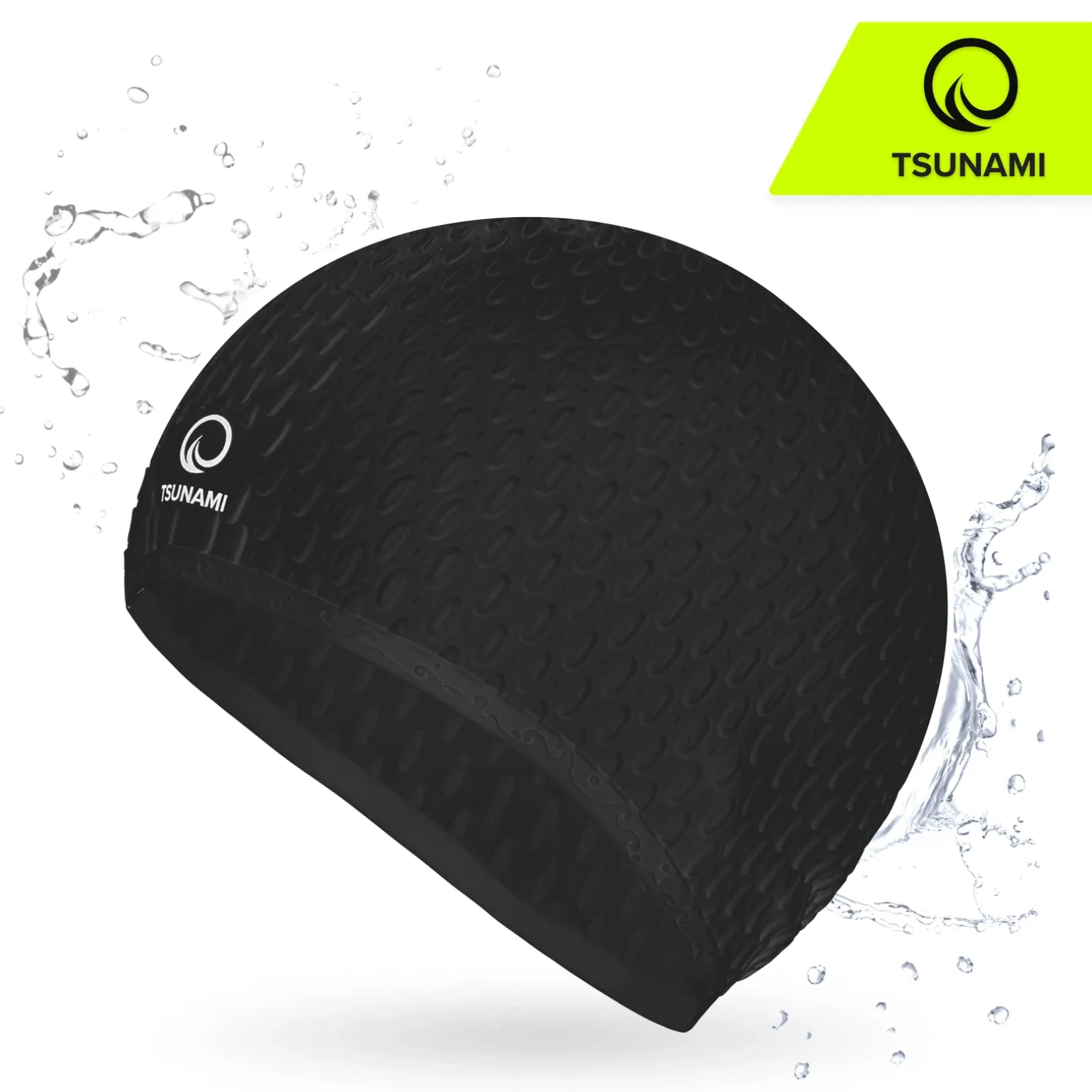 Czepek na basen damski TSUNAMI TEXTURE czarny