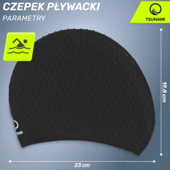 Czepek na basen damski TSUNAMI TEXTURE czarny