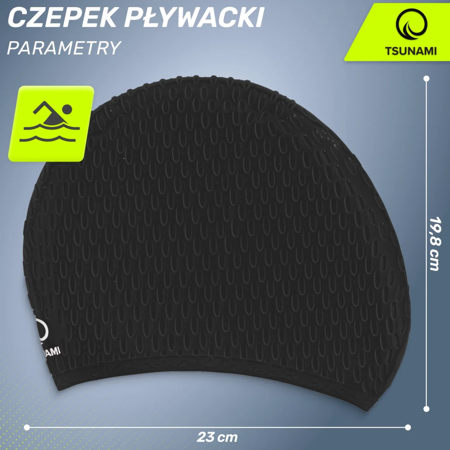 Czepek na basen damski TSUNAMI TEXTURE czarny