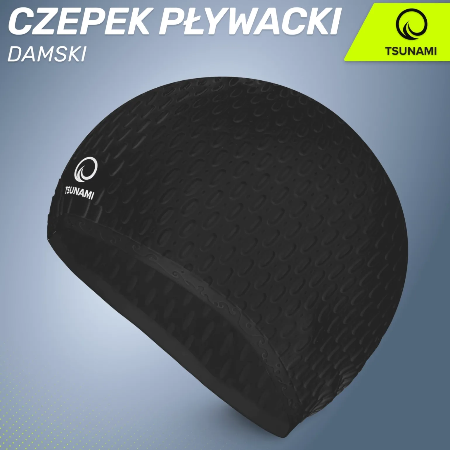 Czepek na basen damski TSUNAMI TEXTURE czarny