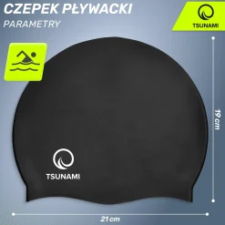 Czepek na basen dla dzieci TSUNAMI czarny