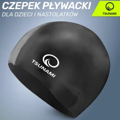 Czepek na basen dla dzieci TSUNAMI czarny