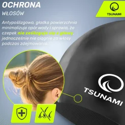 Czepek na basen dla dzieci TSUNAMI czarny