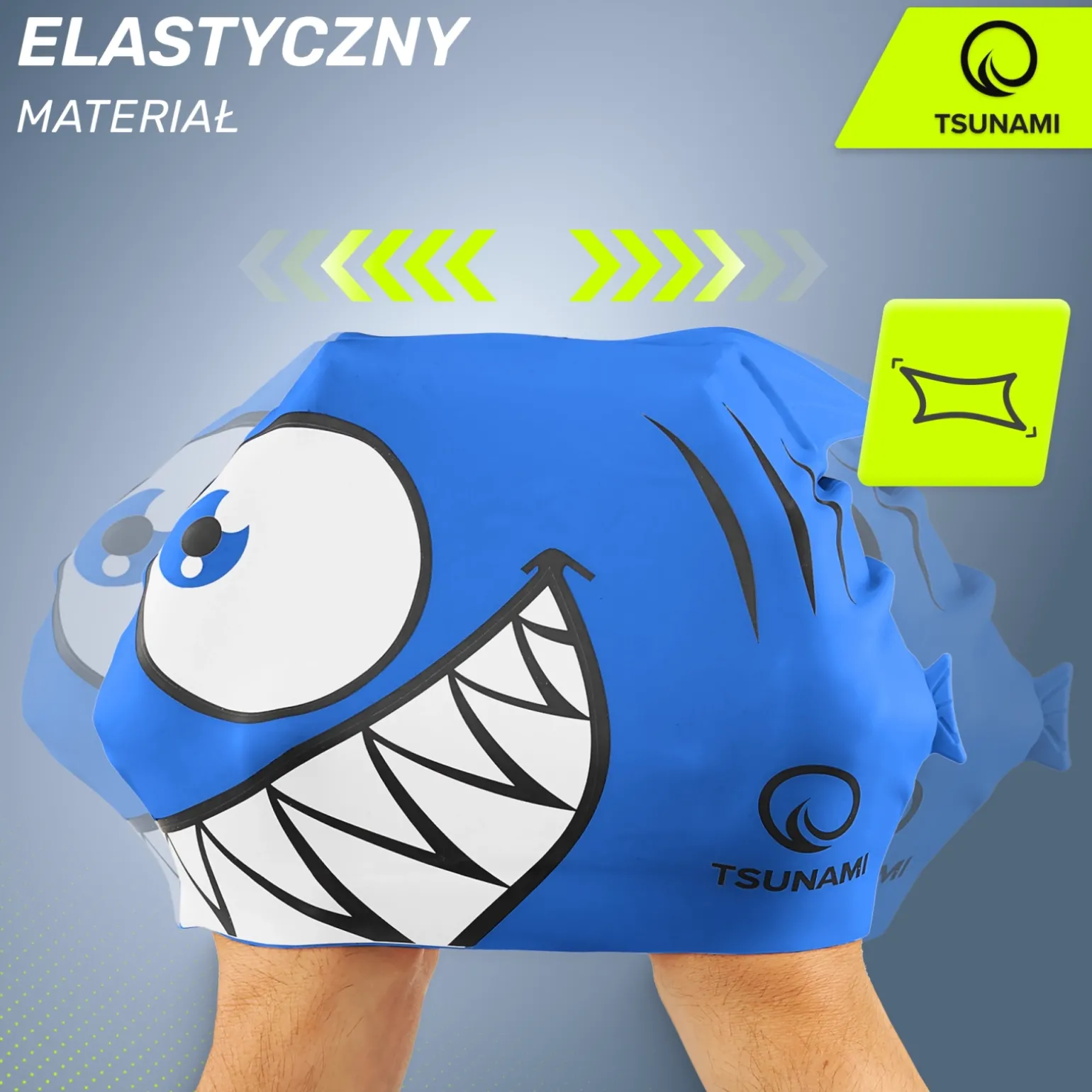 Czepek na basen dla dzieci TSUNAMI SHARK niebieski