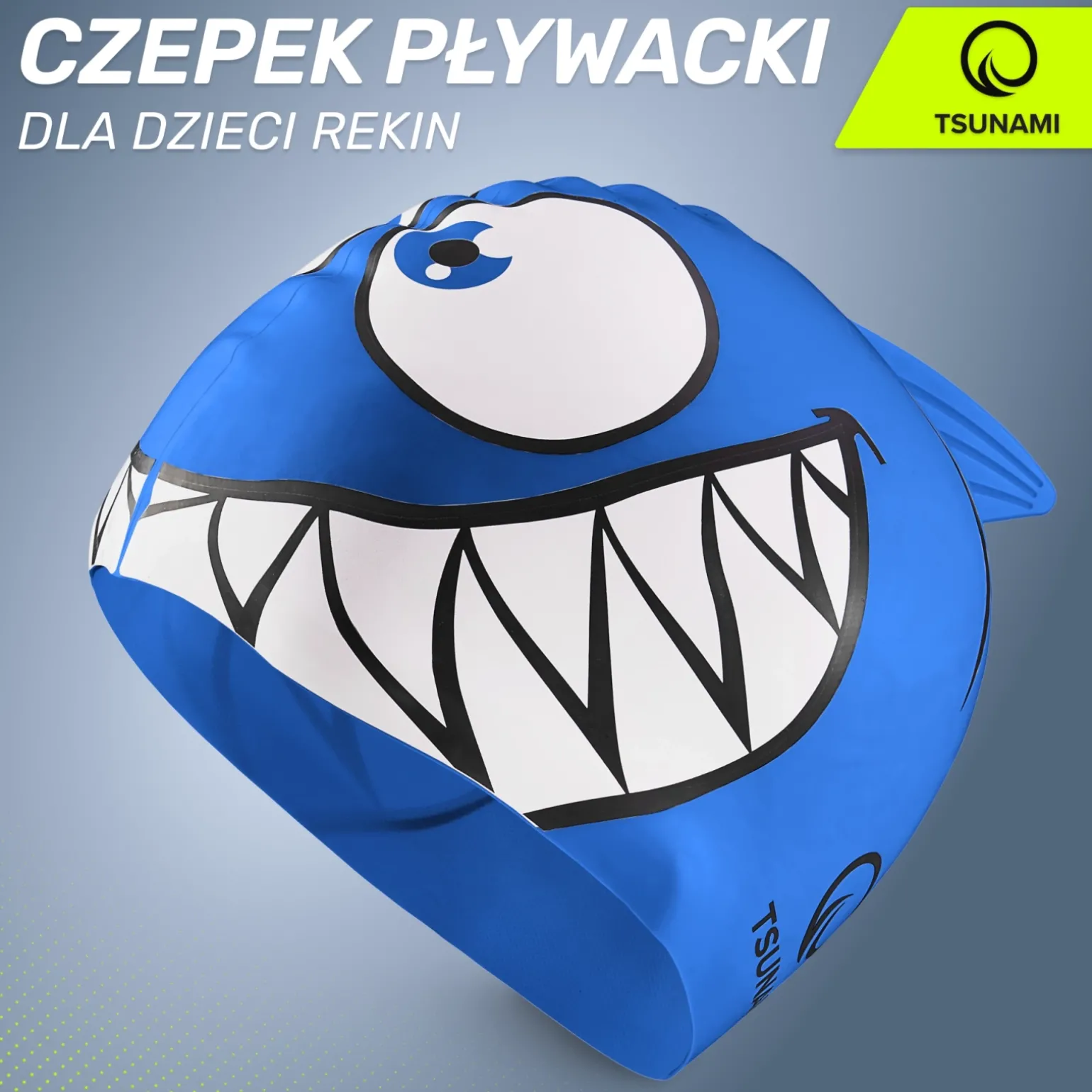 Czepek na basen dla dzieci TSUNAMI SHARK niebieski