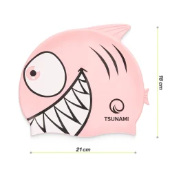 Czepek na basen dla dzieci TSUNAMI SHARK różowy