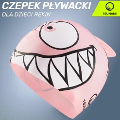 Czepek na basen dla dzieci TSUNAMI SHARK różowy