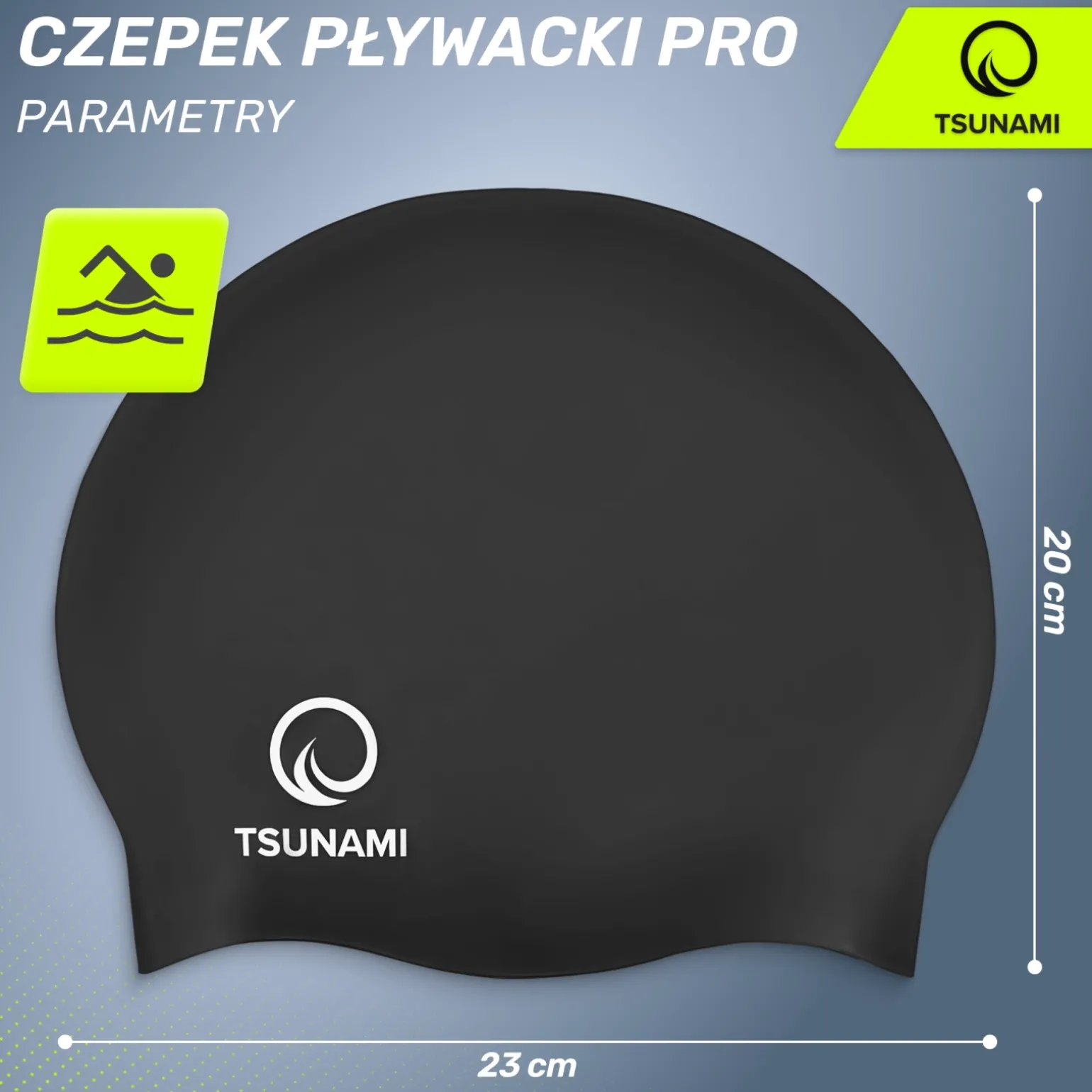 Czepek na basen unisex TSUNAMI PRO czarny