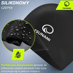 Czepek na basen unisex TSUNAMI czarny