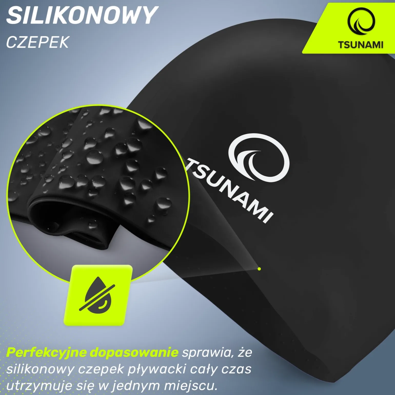 Czepek na basen unisex TSUNAMI czarny