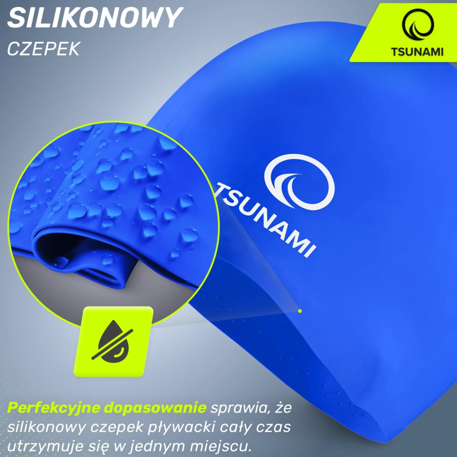 Czepek na basen unisex TSUNAMI granatowy