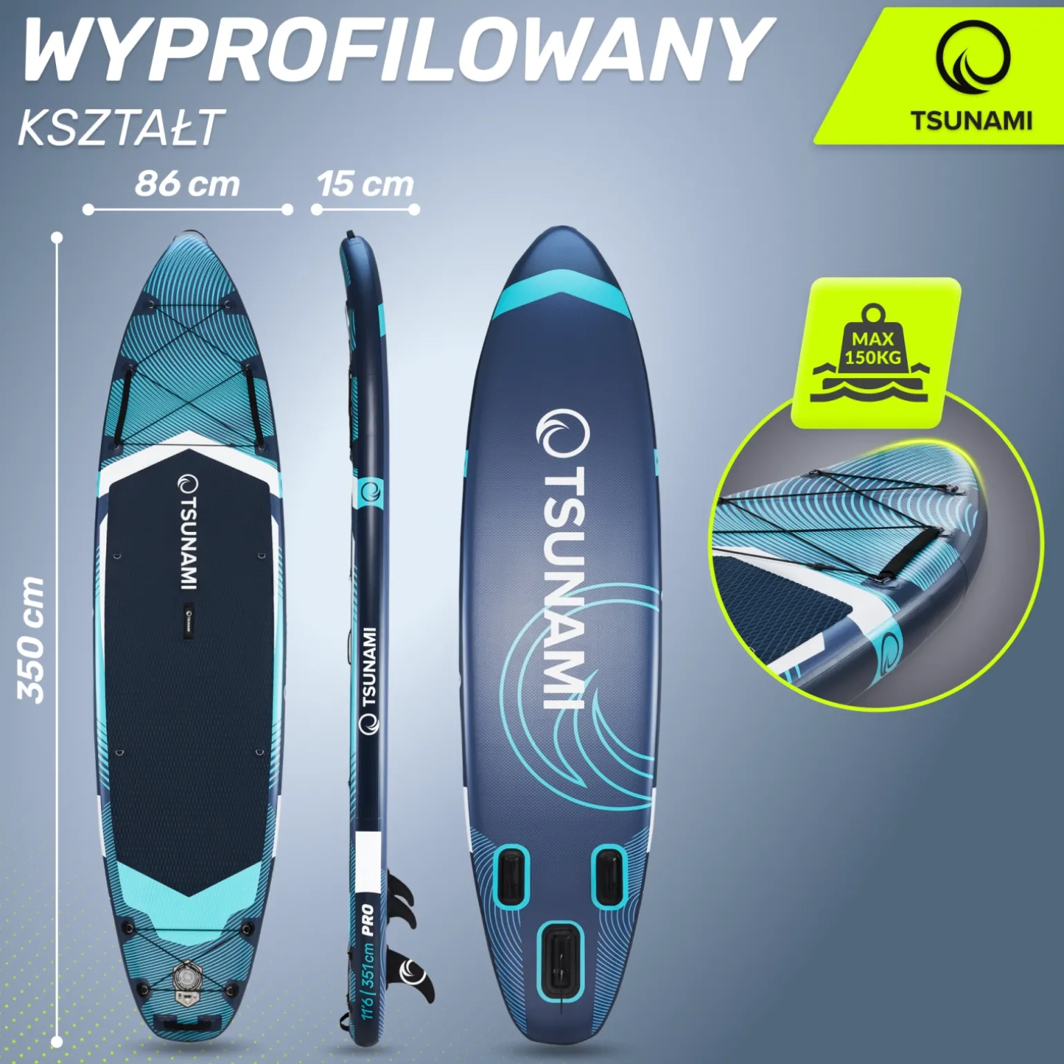 Deska SUP PRO TSUNAMI paddle board 350 cm T12
