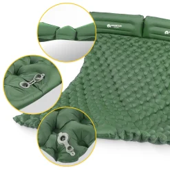 Dmuchany materac turystyczny dwuosobowy samopompujący Mountain Goat khaki