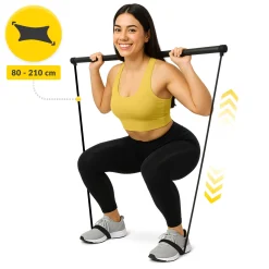 Drążek treningowy do pilatesu z ekspanderami czarny