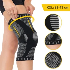 Elastyczna opaska na kolano ze stabilizacją rzepki XXL szara