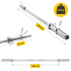 Gryf olimpijski prosty 220 cm z łożyskami - 20 kg