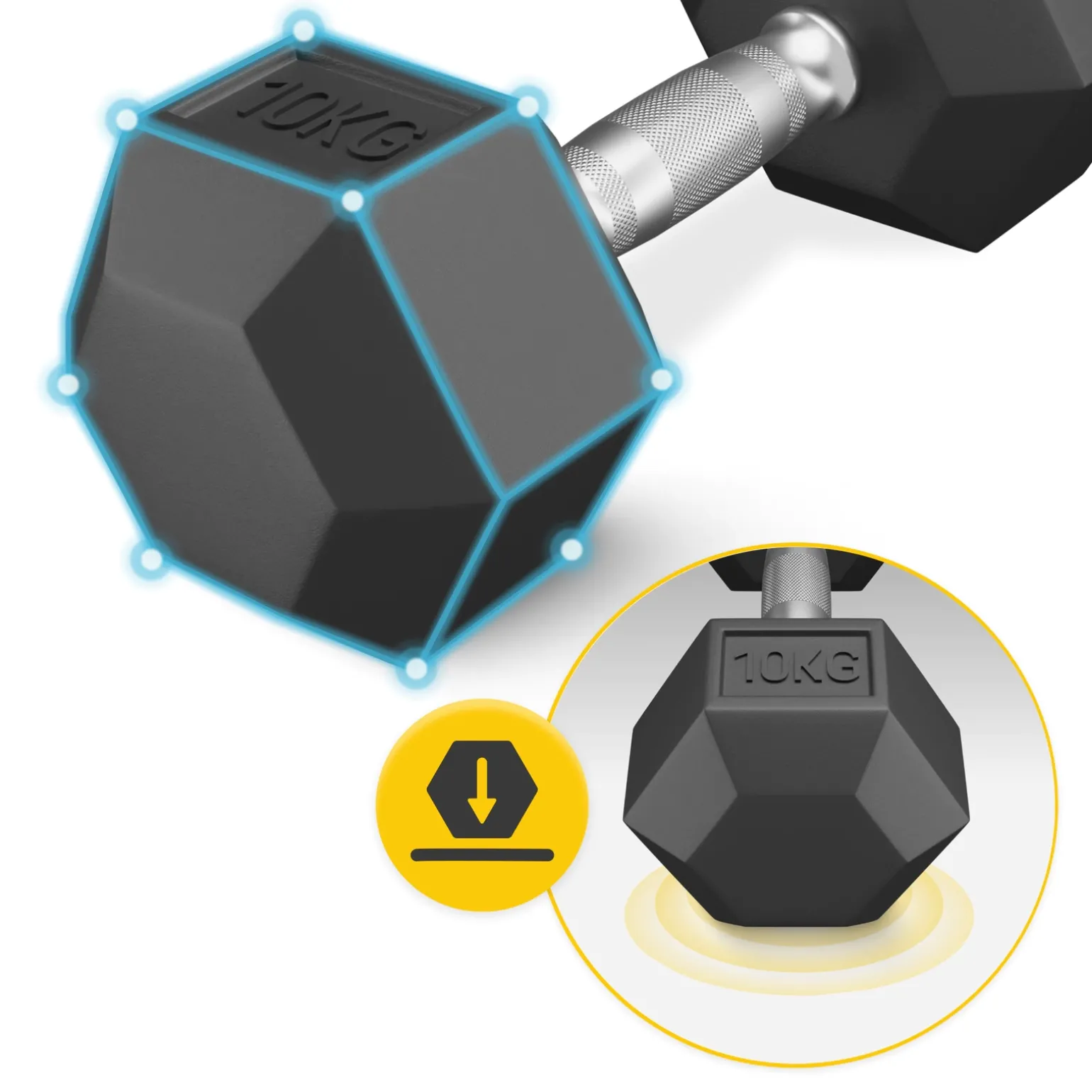 Hantel stalowy HEX 1 x 10 kg