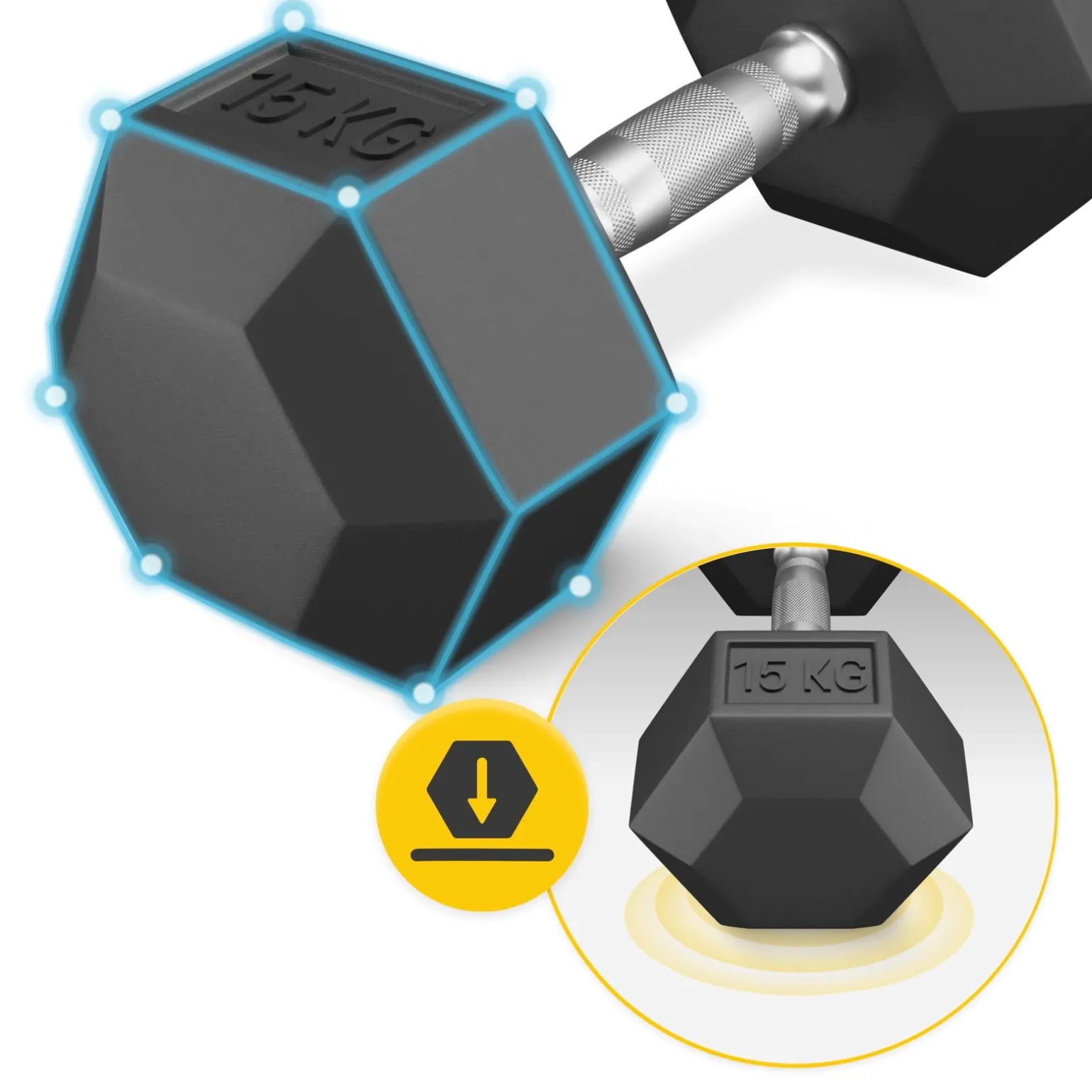 Hantel stalowy HEX 1 x 15 kg