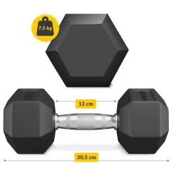 Hantel stalowy HEX 1 x 7,5 kg